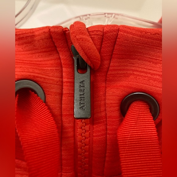 Athleta hoodie in bright orange, size Medium, but fits small/fitted. - Picture 7 of 11
